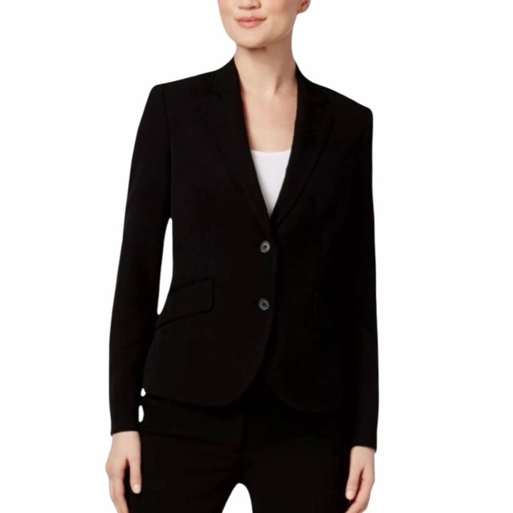 Anne Klein Black Two Button Single Breasted Blazer Jacket Size 4